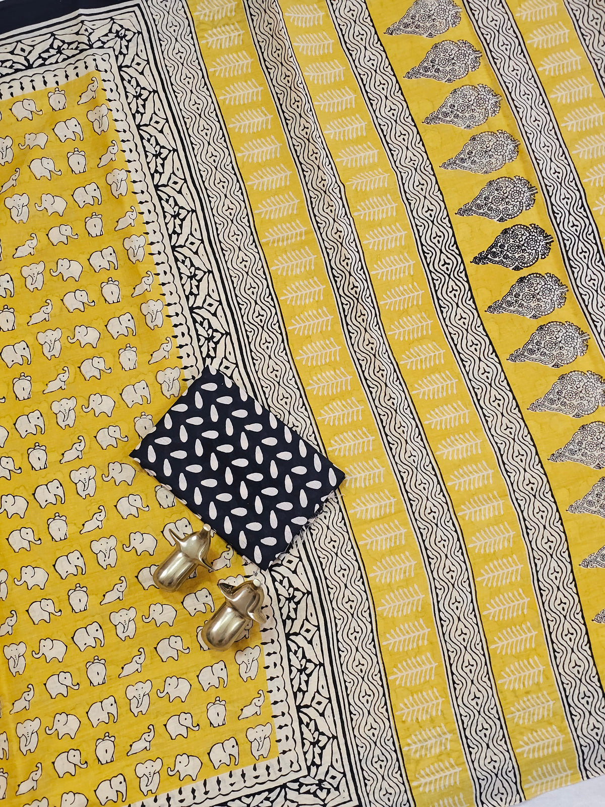 Mul Mul Cotton  - Yellow with Black