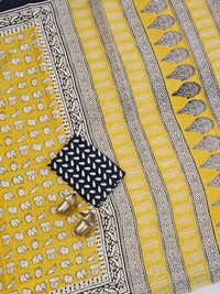 Mul Mul Cotton  - Yellow with Black