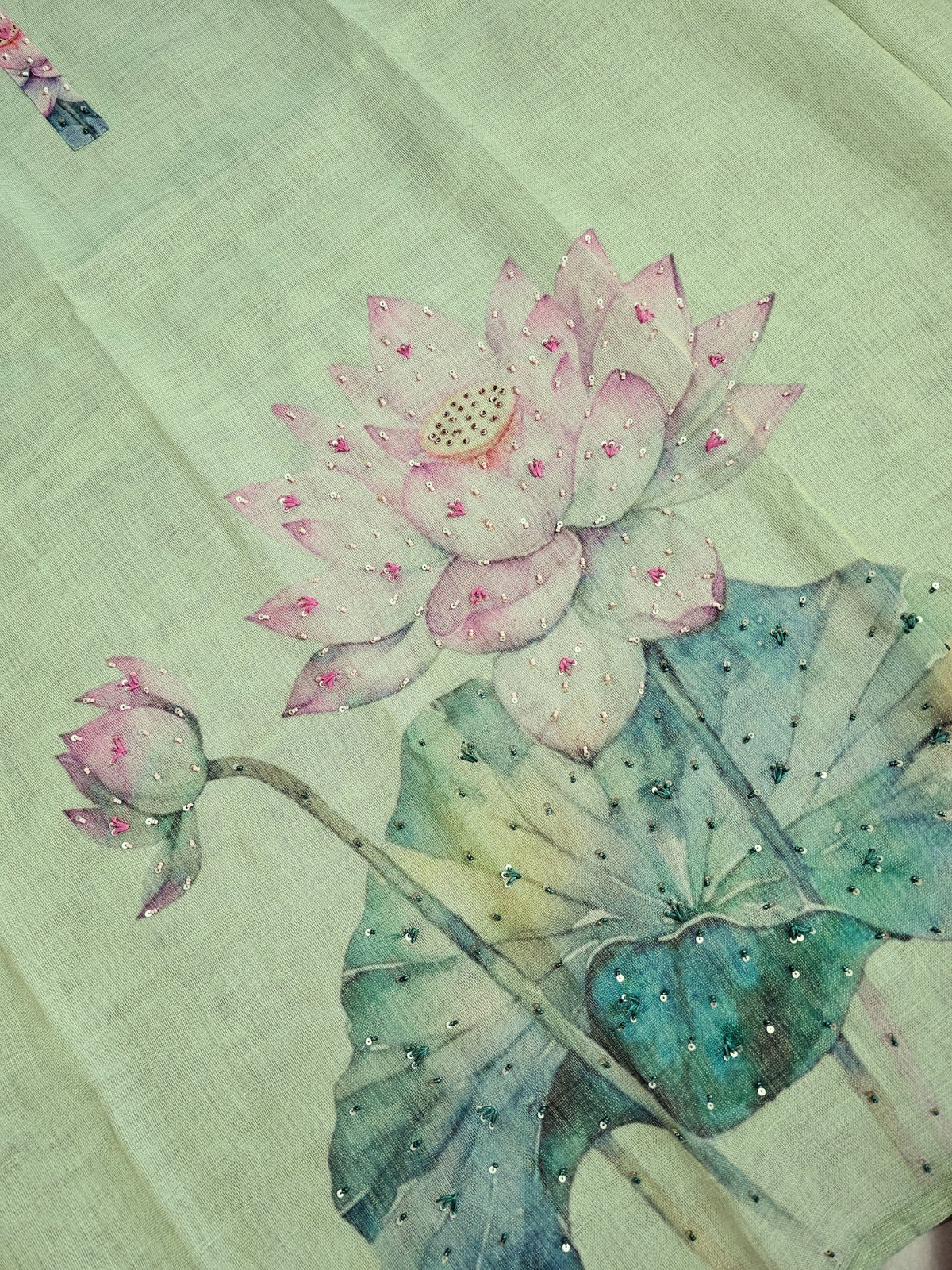 Linen Tissue Unstitched Salwar - Green