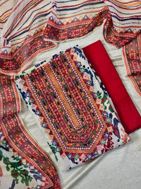 Linen Cotton Unstitched Salwar - Multi Colour