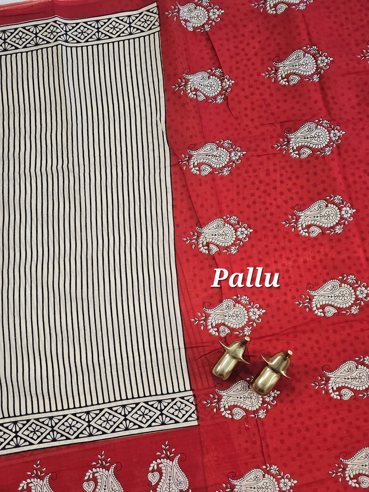Mul Mul Cotton  - Black Stripe with Red
