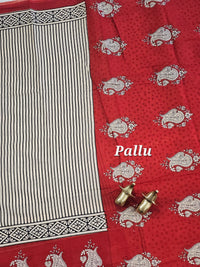 Mul Mul Cotton  - Black Stripe with Red