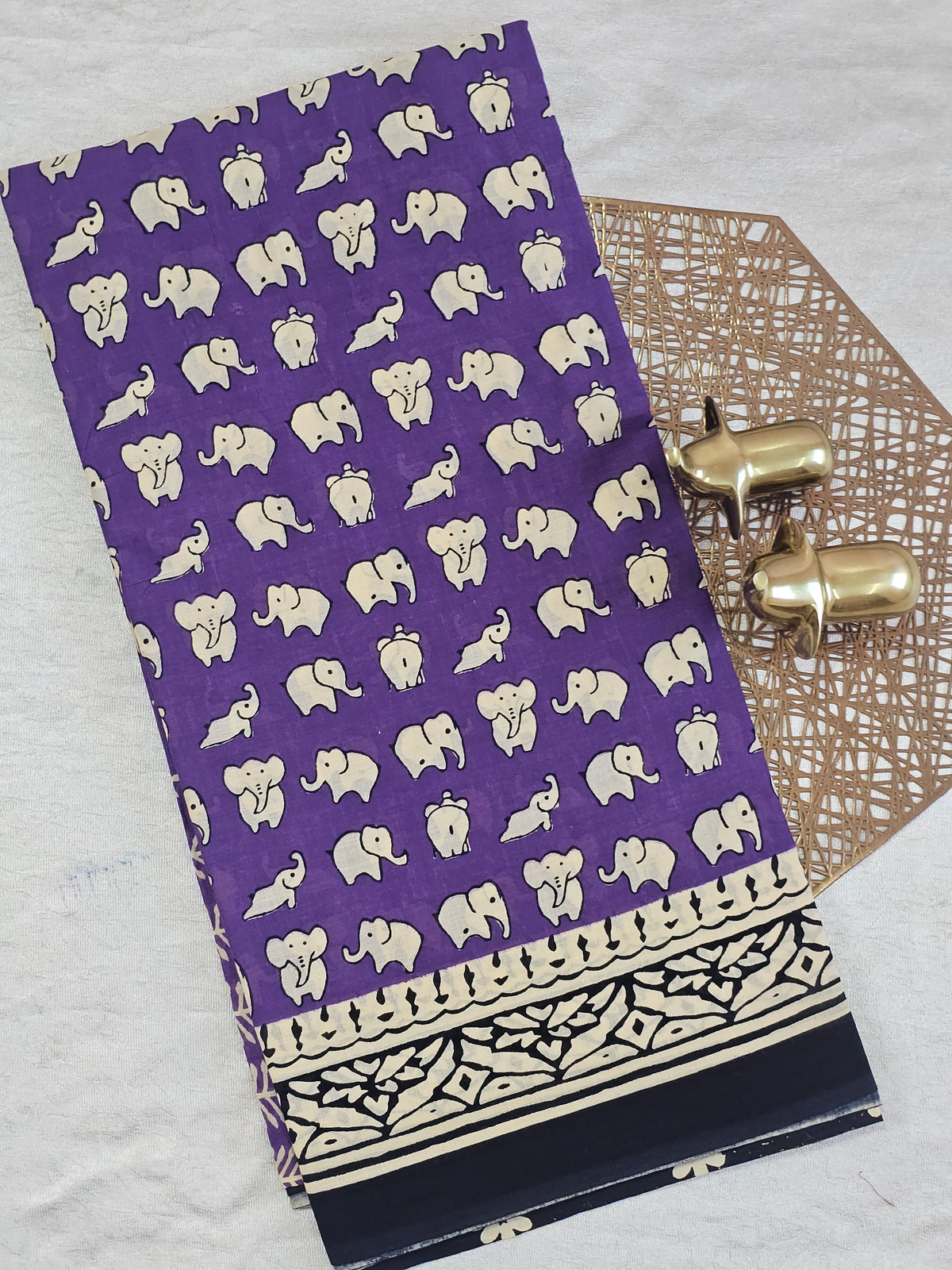 Mul Mul Cotton  - Purple with Black
