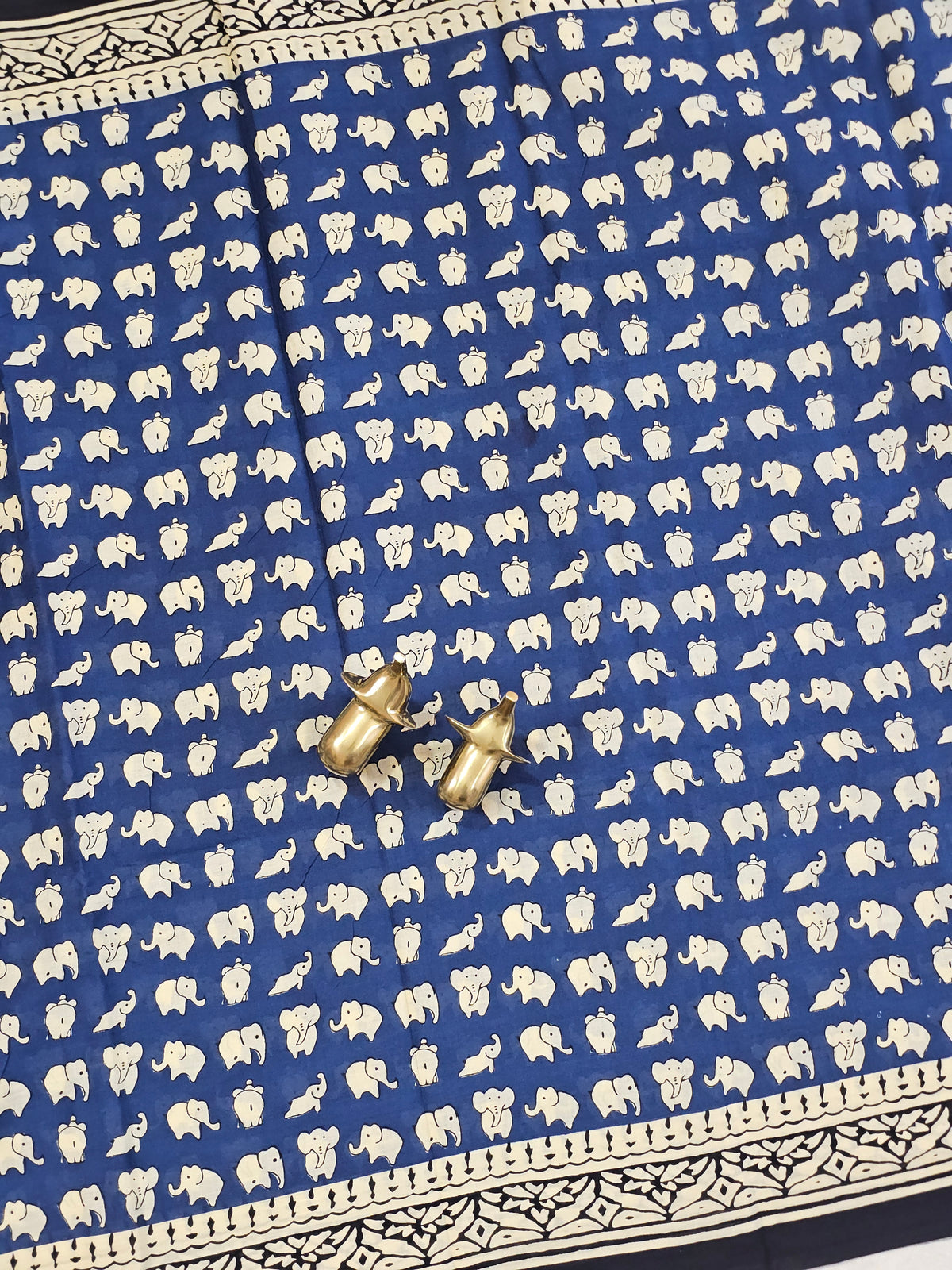Mul Mul Cotton  - Blue with Black