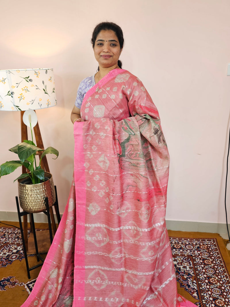 Bhagalpuri with Digital Prints - Pink