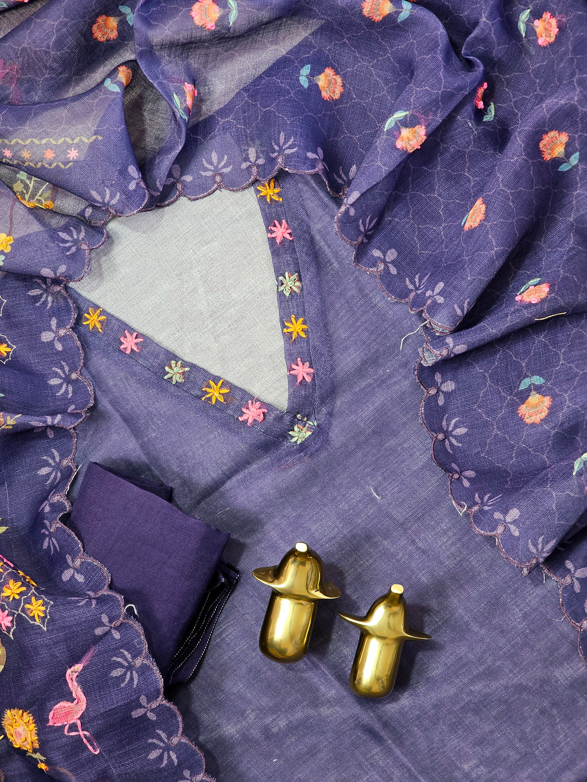 Linen Tissue Unstitched Salwar - Dark Violet