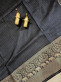 Semi Mysore Crepe Silk Saree - Black