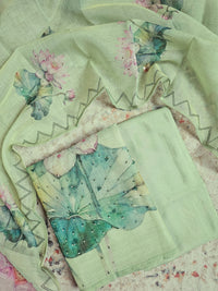 Linen Tissue Unstitched Salwar - Green