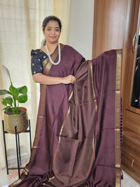 Semi Mysore Crepe Silk Saree - Coffee Brown