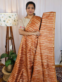 Semi Matka Tussar with Kalamkari - Brown