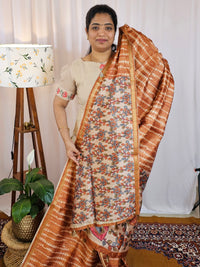 Semi Matka Tussar with Kalamkari - Brown