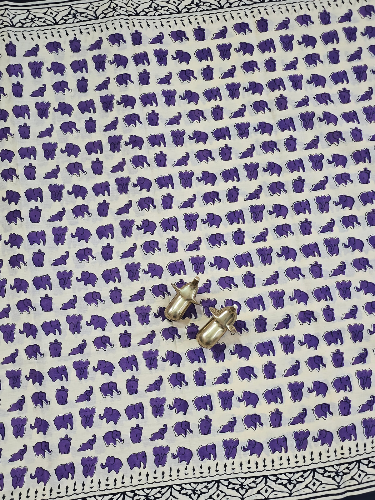 Mul Mul Cotton  - Off-white Cream with Purple