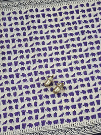 Mul Mul Cotton  - Off-white Cream with Purple