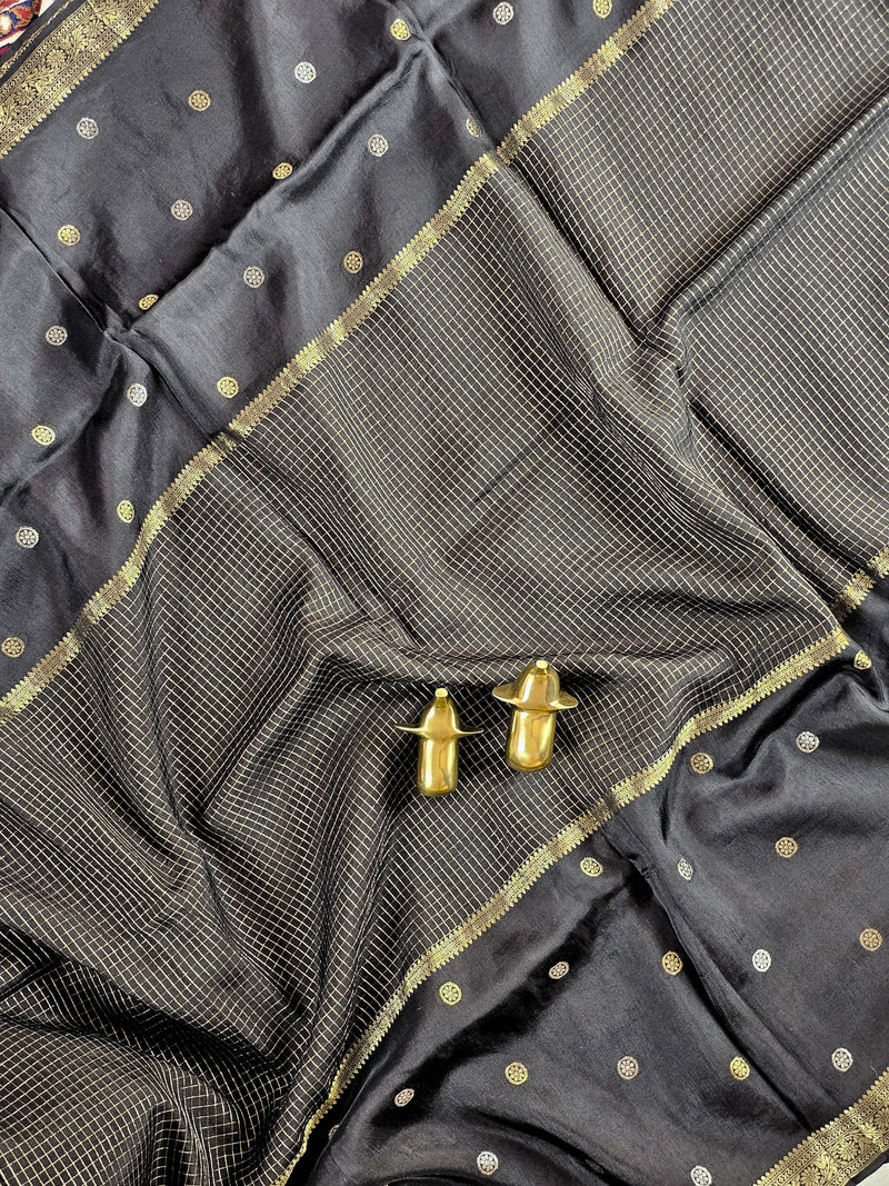 Semi Mysore Crepe Silk Saree - Black