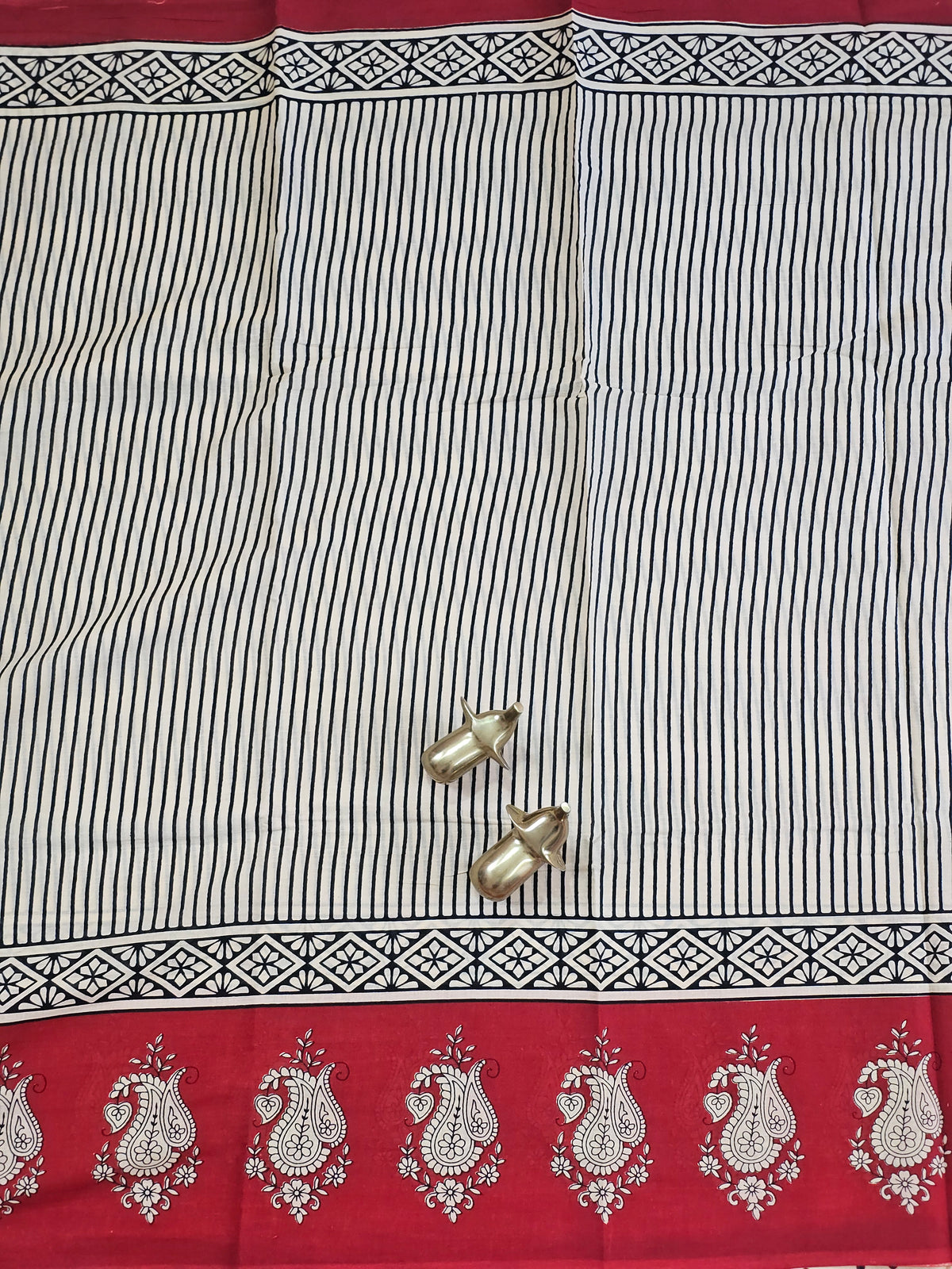 Mul Mul Cotton  - Black Stripe with Red