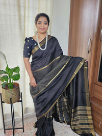 Semi Mysore Crepe Silk Saree - Black