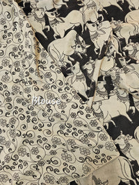 Cotton Pichwai Printed Saree - Black