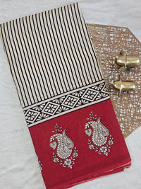 Mul Mul Cotton  - Black Stripe with Red