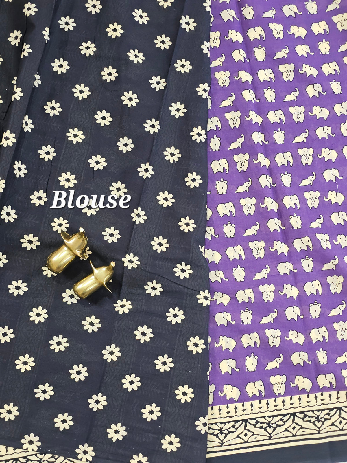 Mul Mul Cotton  - Purple with Black