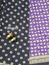 Mul Mul Cotton  - Purple with Black