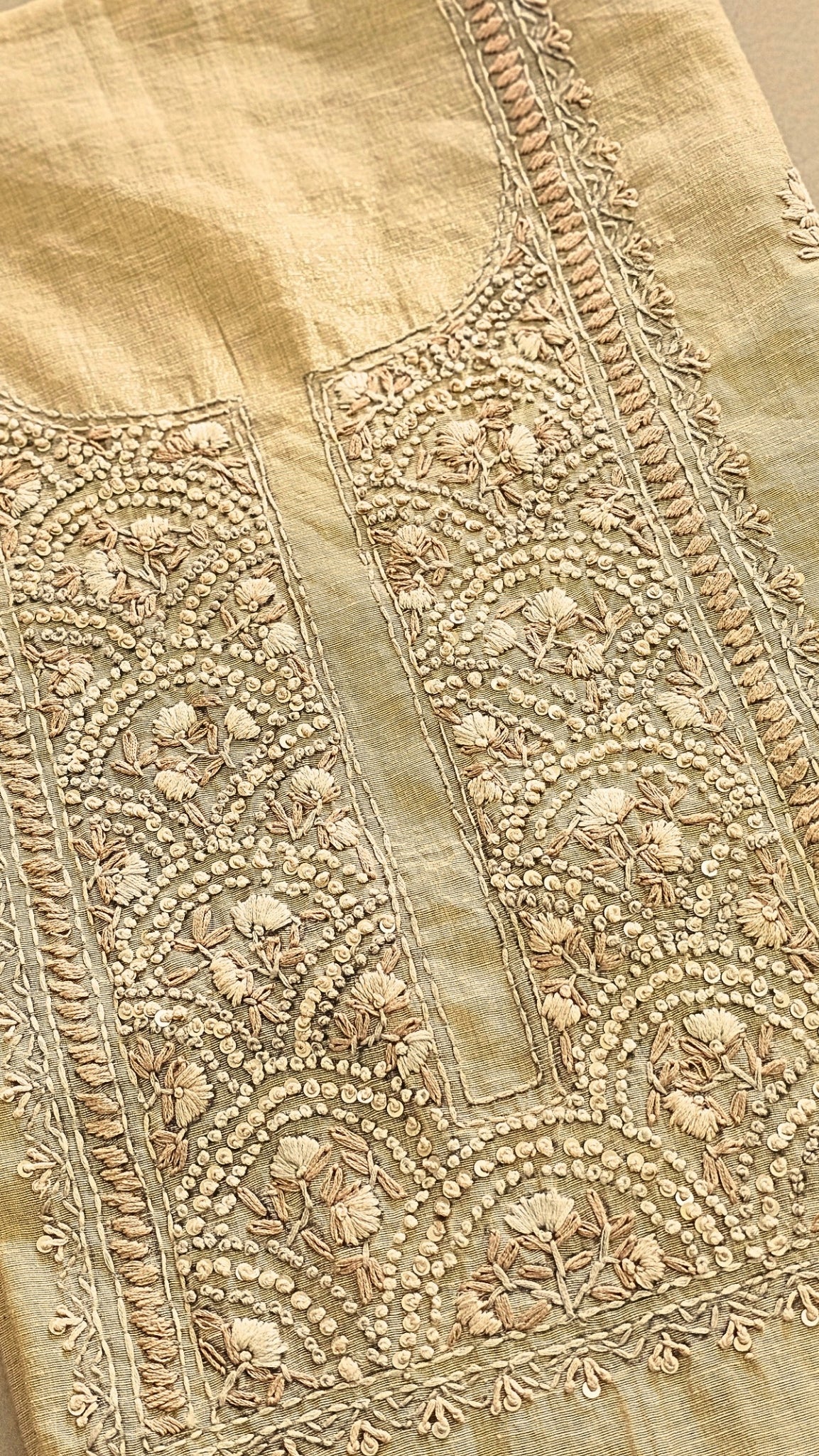 Linen Tissue with Heavy Embroidery Unstitched Salwar - Pastel Yellow
