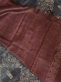 Bhagalpuri with Batik Print - Green with Grey