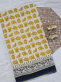 Mul Mul Cotton  - Off-white Yellow with Black