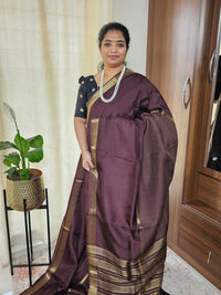 Semi Mysore Crepe Silk Saree - Coffee Brown