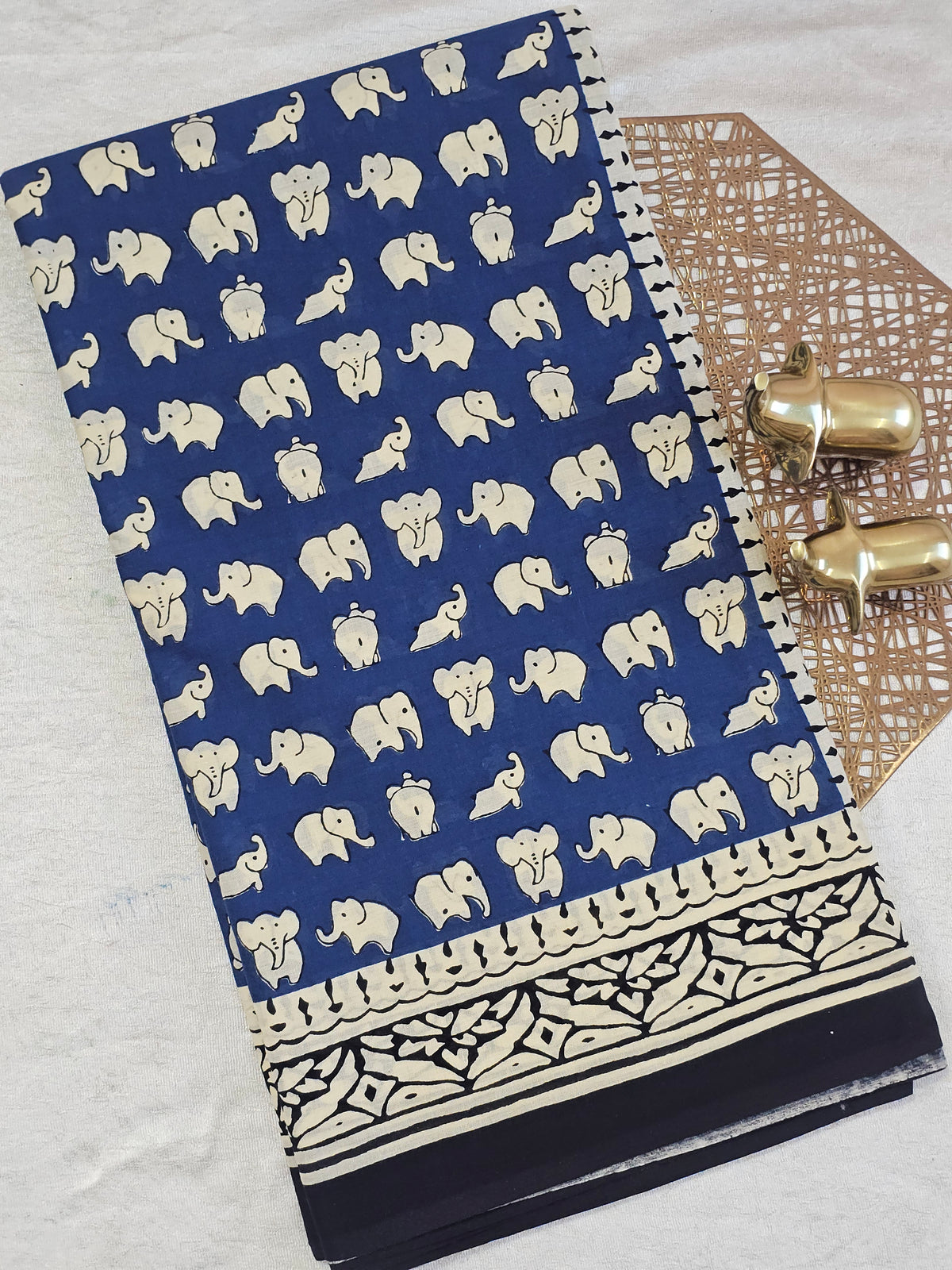 Mul Mul Cotton  - Blue with Black