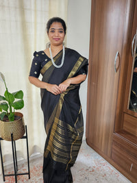 Semi Mysore Crepe Silk Saree - Black