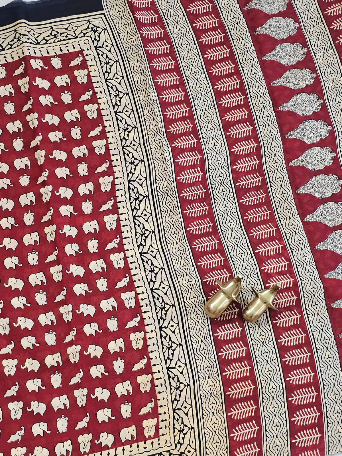 Mul Mul Cotton  - Dark Red with Black