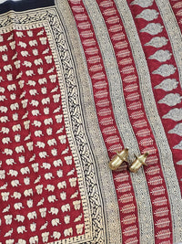 Mul Mul Cotton  - Dark Red with Black