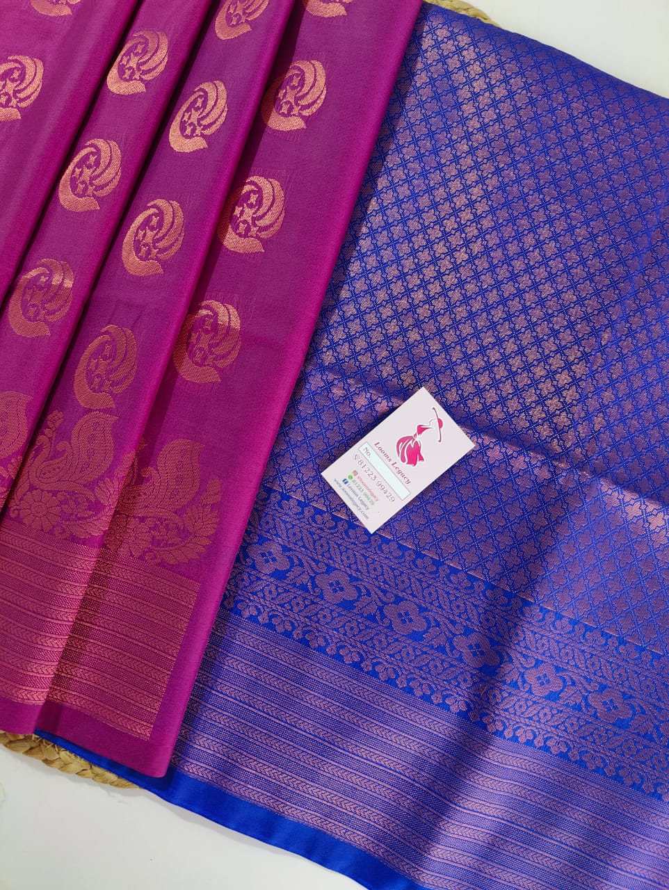 Purpel with Blue  Semi Soft Silk