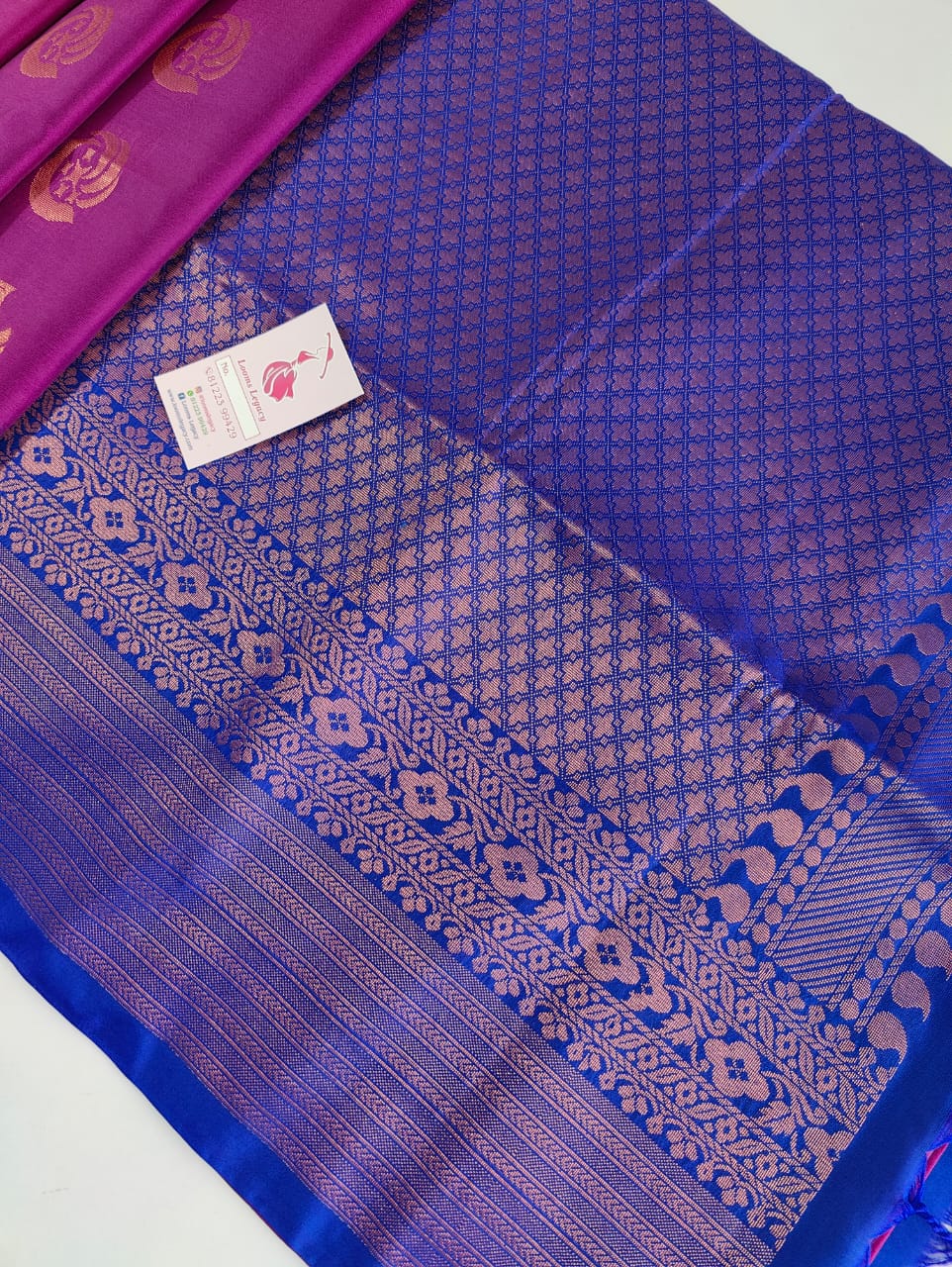 Purpel with Blue  Semi Soft Silk