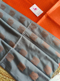 Dark Grey with Orange Semi Soft Silk