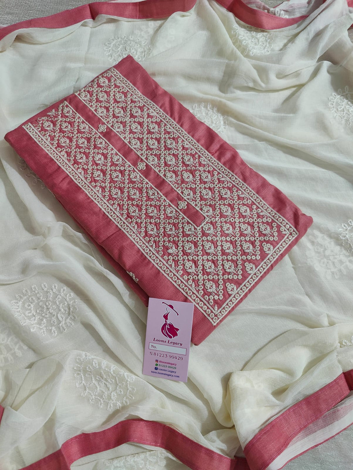 Pink with White Cotton Salwar Suit