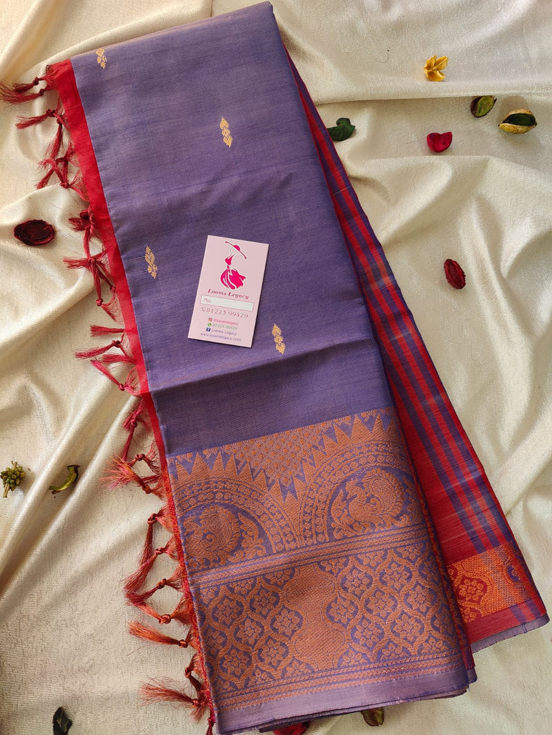 Dual Shade Violet cum Maroon Chinnalampattu Long Border Saree