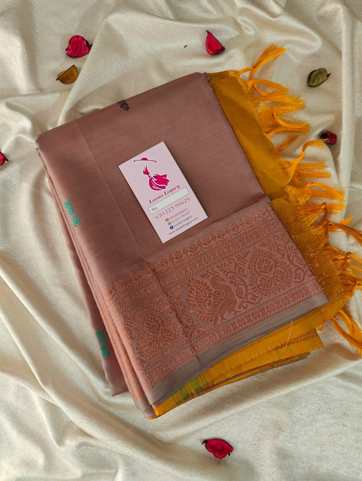 Dark Onion Pink with Mustard Yellow Pallu Chinnalampattu Border Saree