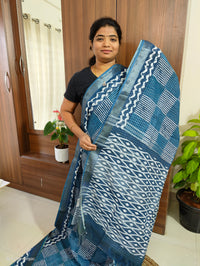 Linen Cotton with Digital Printed Sarees -  Indigo