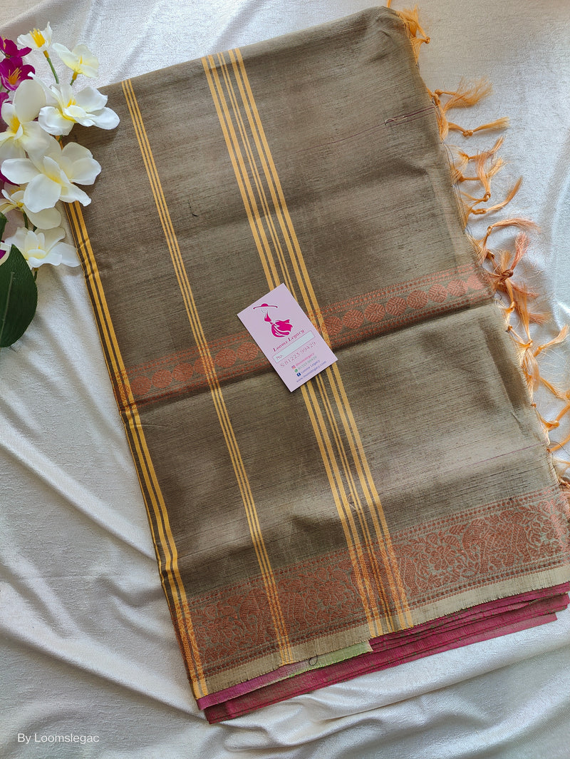 Dual Tone Green cum Pink with Dual Shade Pallu Vanasingram Zari Woven Chinnalampattu Border Saree