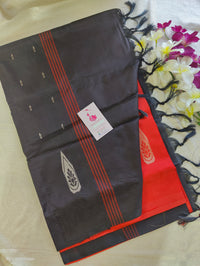 Red with Brown Handwoven Chinnalampattu Saree