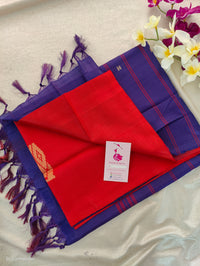 Red with Violet Pallu Handwoven Chinnalampattu Saree