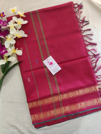 Grey with Maroon Pallu Chinnalampattu Long Border Saree