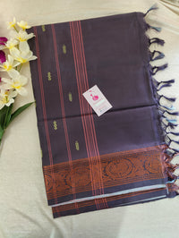 Dual Shade Grey cum Pink with Dark Purple Pallu Chinnalampattu Long Border Saree