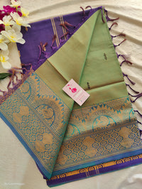 Dual Shade Green with Violet Pallu Chinnalampattu Long Border Saree