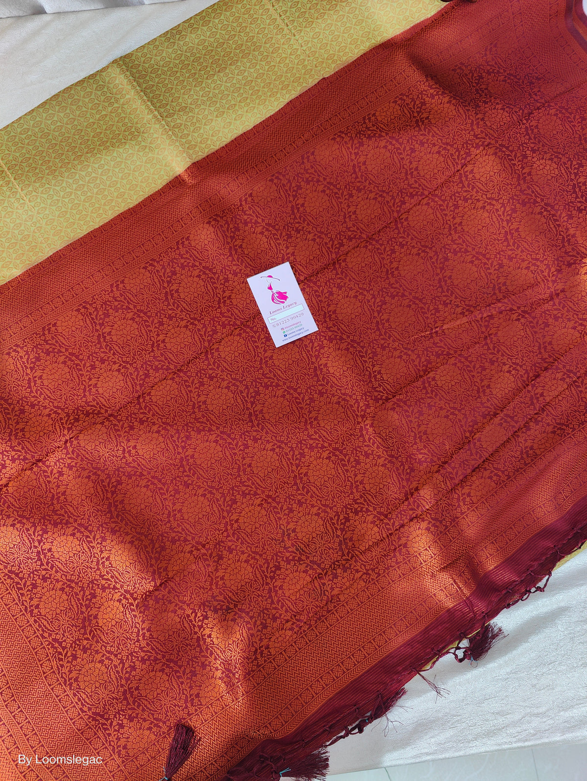 Pastel Green with Maroon Copper Zari Weave Soft Silk Saree