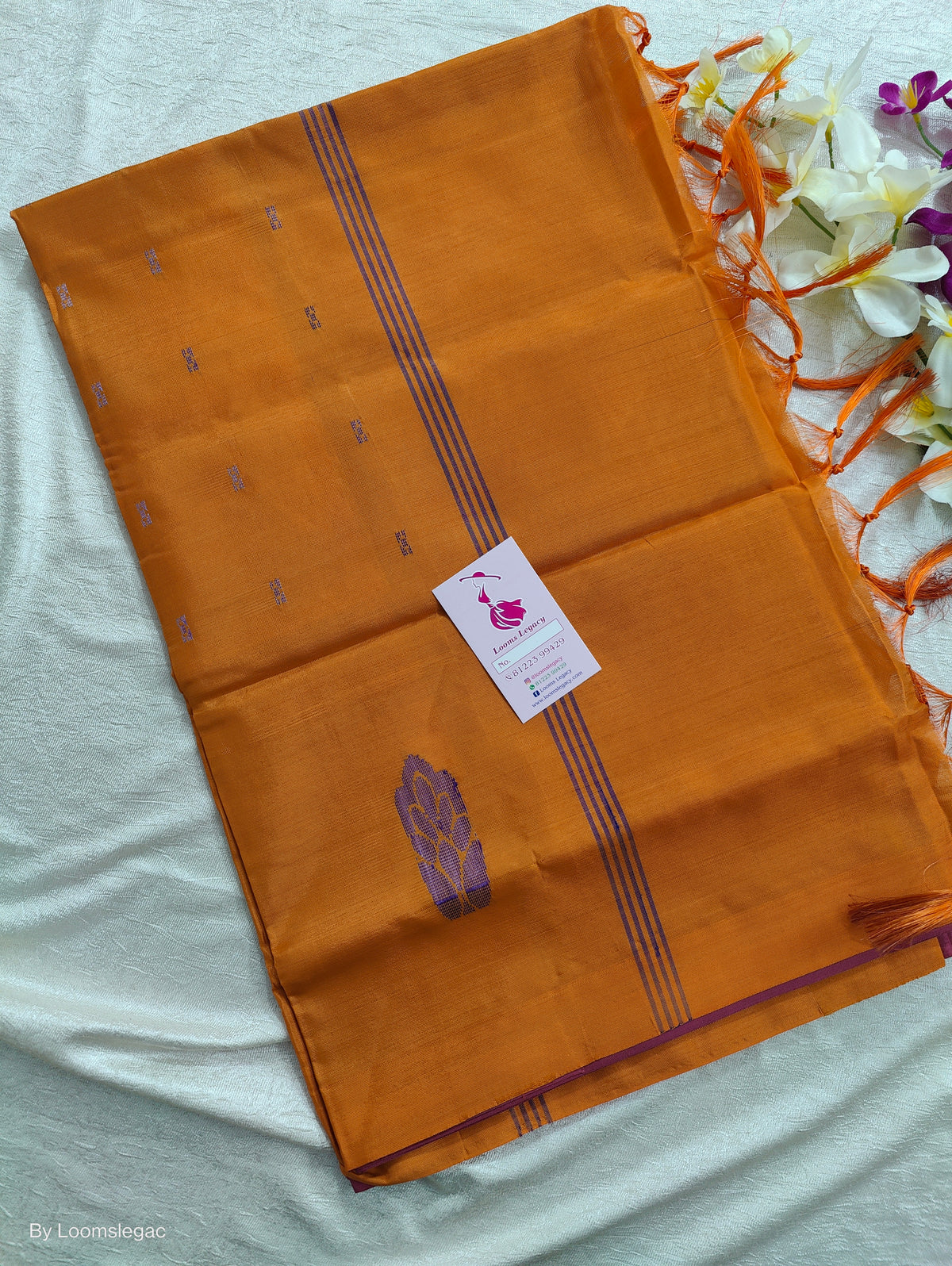 Purple with Yellowish Orange Pallu Handwoven Chinnalampattu Saree