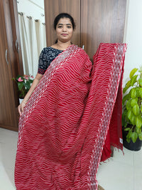 Linen Cotton with Digital Printed Sarees -  Dark Red