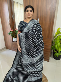 Linen Cotton with Digital Printed Sarees -  Black