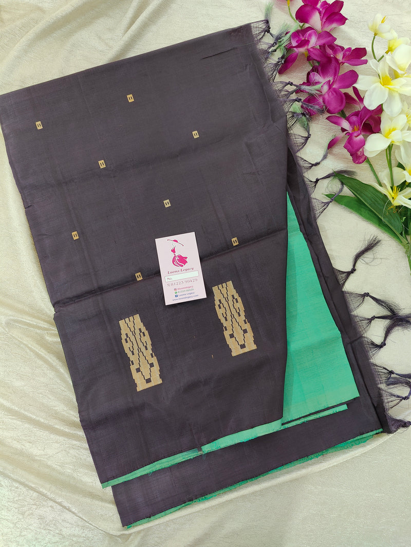 Sea Green with Brown Pallu Handwoven Chinnalampattu Saree